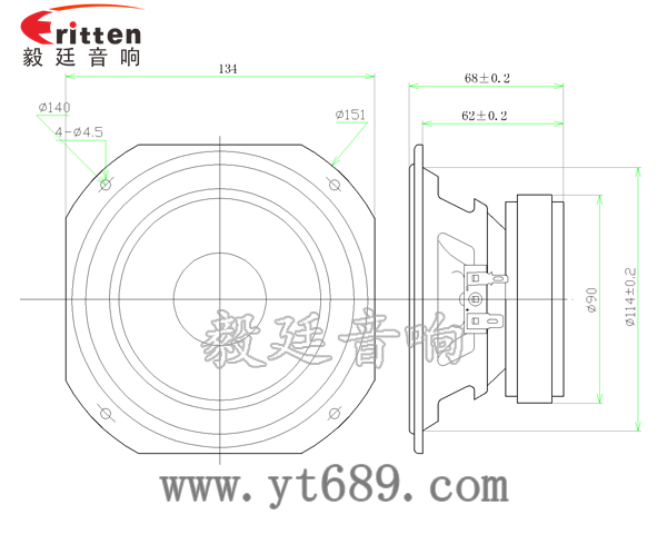 5.25寸4歐25瓦中低音喇叭成品圖
