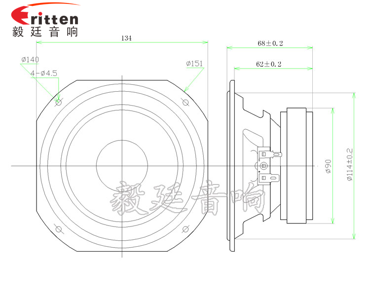 5.25寸25W中低音HIFI音箱喇叭成品圖